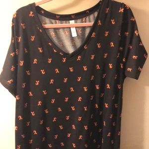 LuLaRoe 2XL Christy T Brown with Foxes